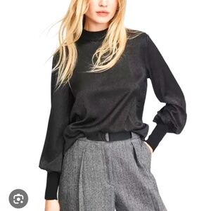 NWT  Rag & Bone Letti Jacquard Blouse, Black, Size Small